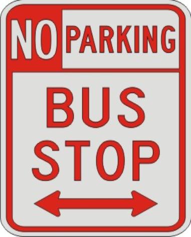 NO PARKING BUS STOP with Double arrow sign R7-107