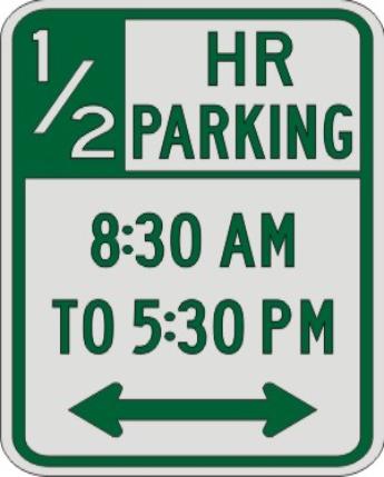 Half Hour PARKING with Times & Double Arrow sign R7-108c