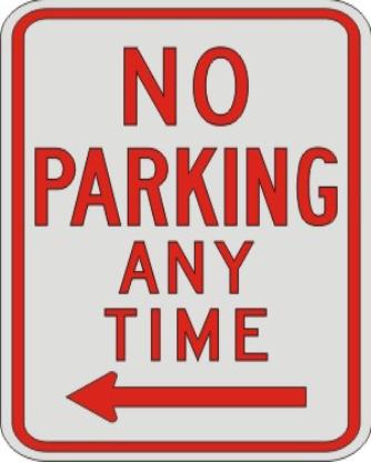 NO PARKING ANY TIME with left Arrow R7-1