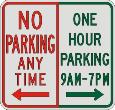 NO PARKING ANYTIME & ONE HOUR PARKING SIGN R7-200
