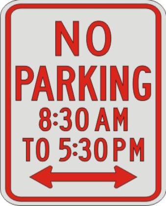 NO PARKING with times & double Arrow R7-2