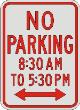 NO PARKING with times & double Arrow R7-2
