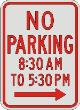 NO PARKING with times & right Arrow R7-2