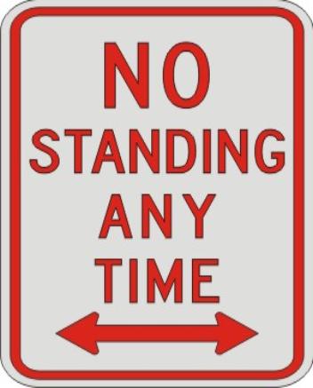 NO STANDING ANY TIME with Double Arrow sign R7-4