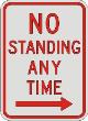 NO STANDING ANY TIME with right arrow R7-4