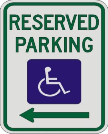 RESERVED PARKING (Handicapped) & left arrow sign R7-8