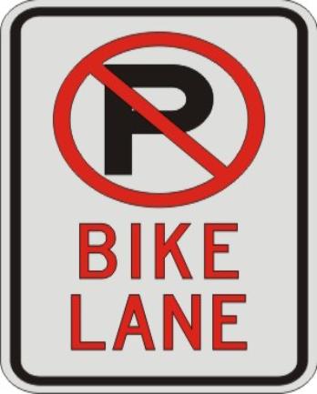NO PARKING Symbol, BIKE LANE sign R7-9a
