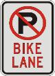 NO PARKING Symbol, BIKE LANE sign R7-9a