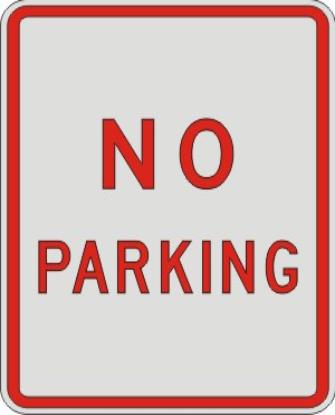 NO PARKING sign R8-3