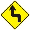 Reverse Turn left sign W1-3L